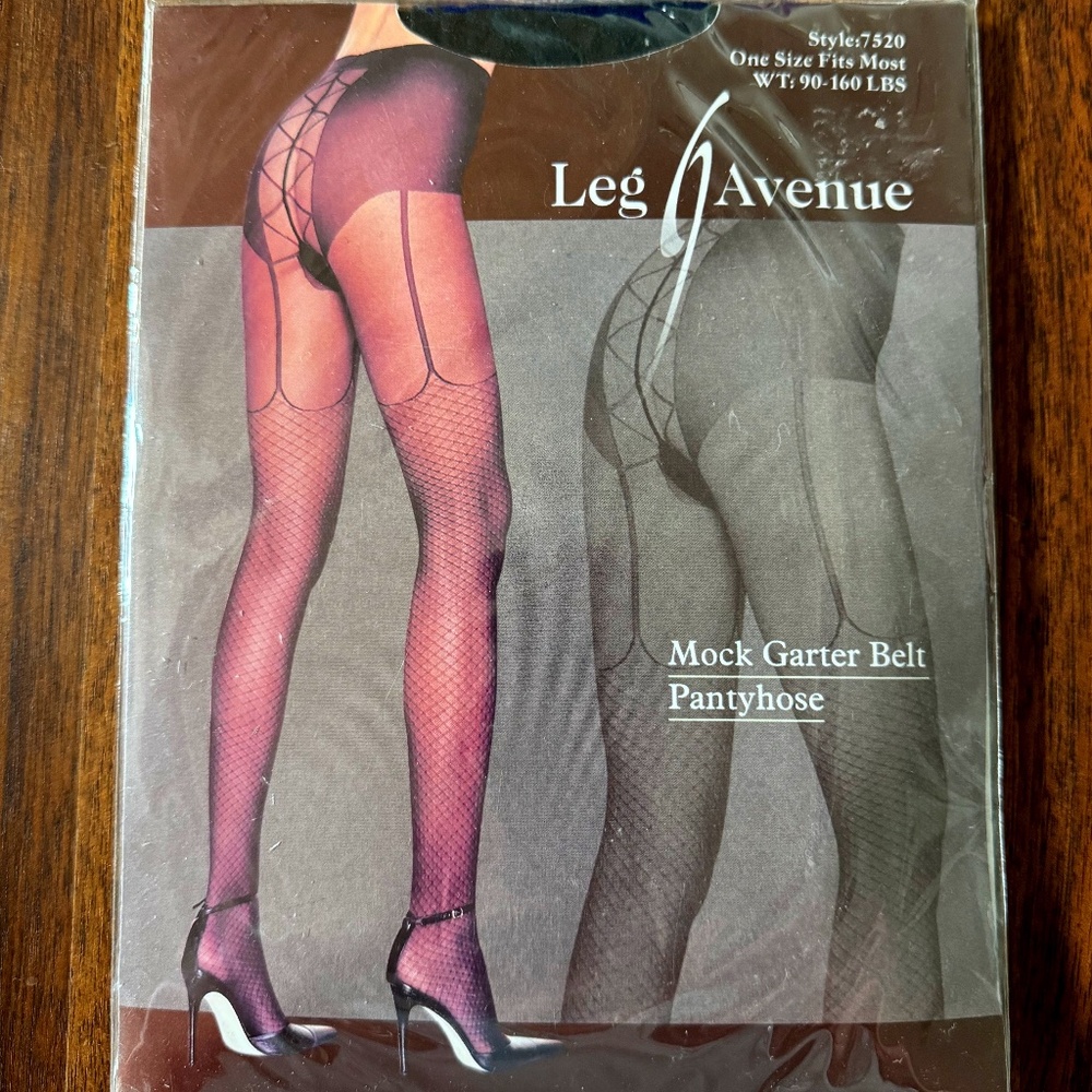 Leg Avenue, Mock Garter Belt Pantyhose, Black, OS